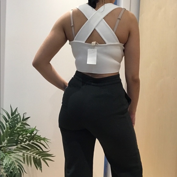 H&M white cross strap knit crop top - Picture 3 of 5
